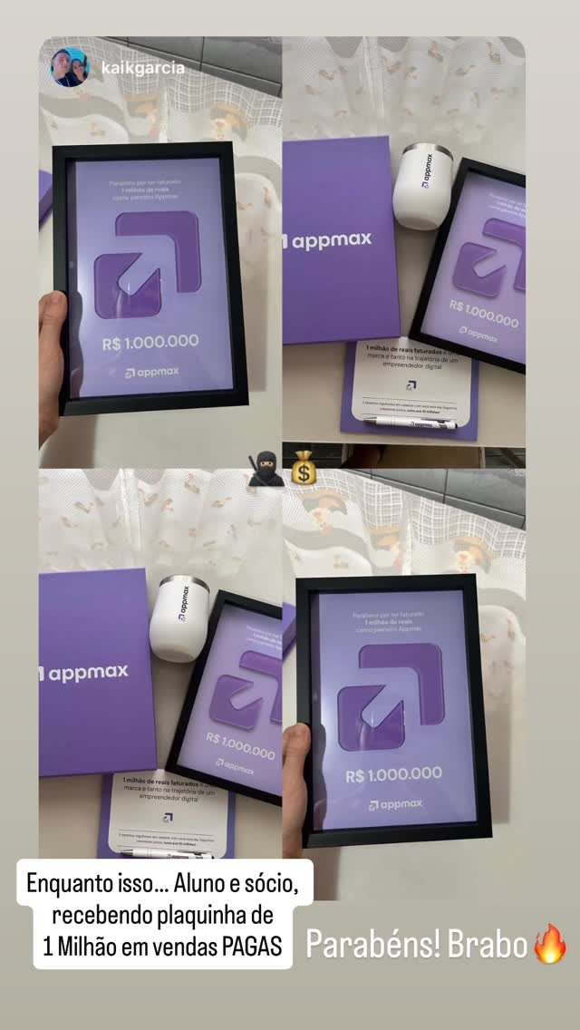 Print de plaquinha de 1 milhao em vendas